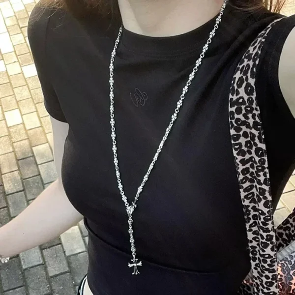 Collier Long en Y Croix