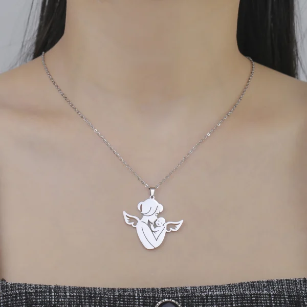 Collier Pendentif Nouveau-Né Argenté motifs ailes