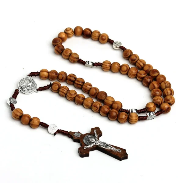 collier chapelet bois motif Christ