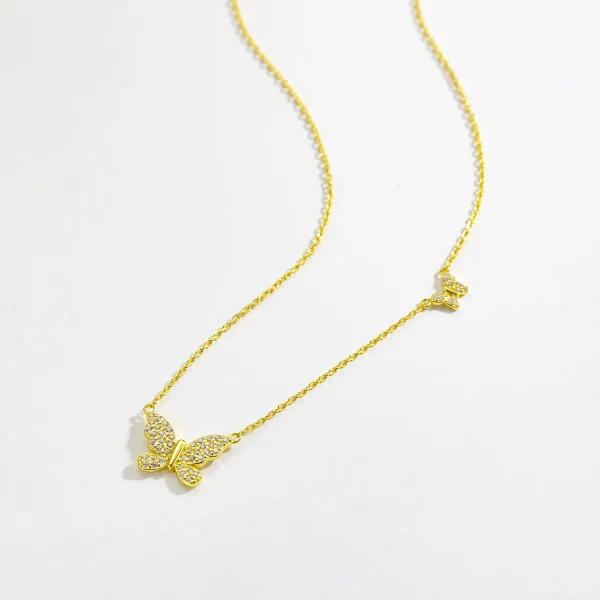 collier pendentif papillon zircon