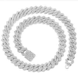 Chaine Mailles Diamants Argentés